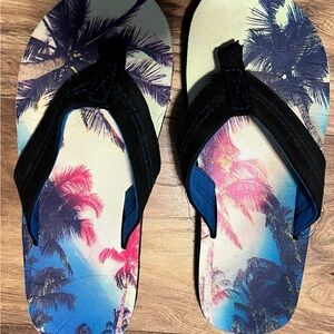 Kids Tropical Palm Flip Flops